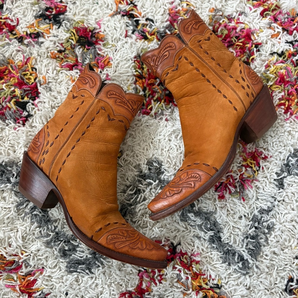 Stallion Zorro Hand Tooled Leather Short Ankle Cowboy Boots